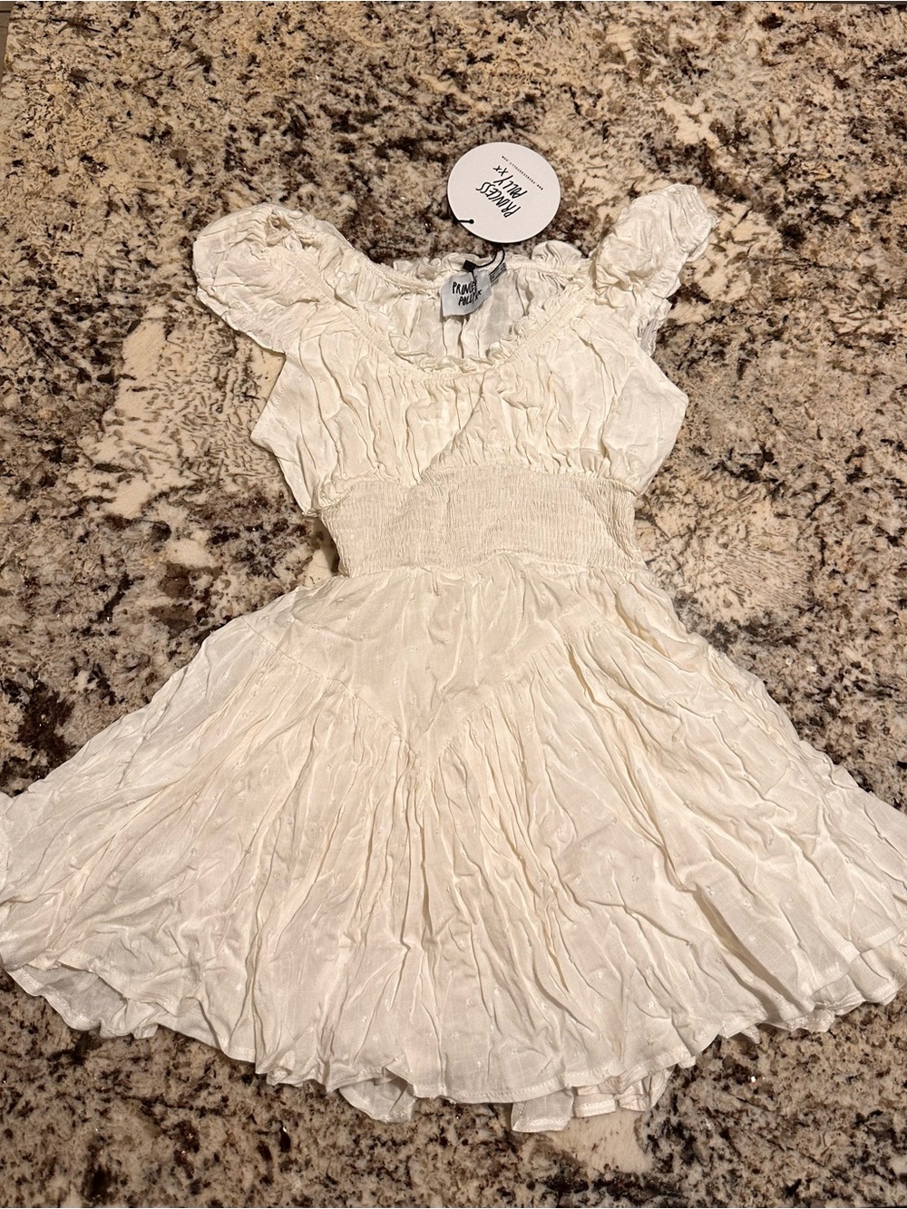 Princess Polly White Ruffled Smocked Waist Dress